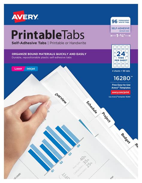Avery Printable Plastic Tabs With Repositionable Adhesive